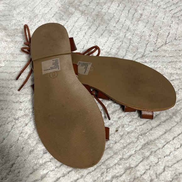 Universal Threads Paige Lace Up Brown Cognac Leather Gladiator Sandals Size 8 - Picture 6 of 7